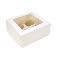 Boîte pour 4 petits gâteaux blancs 17,5 x 17,5 x 7,5 cm - Sweetkolor