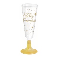 Coupe de 150 ml de cava doré Joyeux Noël - 4 unités