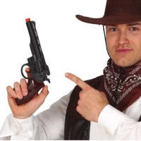 Pistolet de cow-boy noir et brun - 26 cm