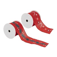 Ruban décoratif de Noël rouge de 4 m - 1 unité