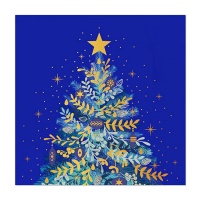Serviettes de table sapin de Noël bleu nuit 16,5 x 16,5 cm - 30 pcs.