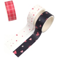 Ruban Washi motifs rouges 3 m - 3 unités