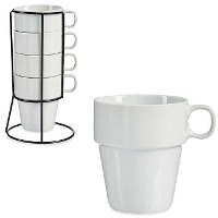 Mug 350 ml avec support noir empilable - 4 pcs.