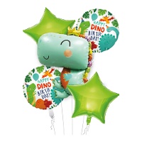 Bouquet de ballons de dinosaure avec couronne - 5 pièces