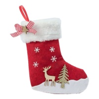 Chaussette cerf et arbre rouge 19 cm