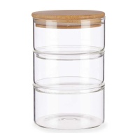 Bocal en borosilicate de 0,4 L empilable avec couvercle - 3 pcs.