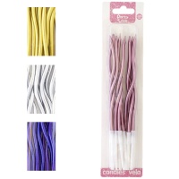Bougie en spirale aux couleurs chromées de 11 cm - 12 unités