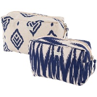 Trousse de toilette en Ikat bleu plat de 19 x 8 x 11 cm - 1 unité