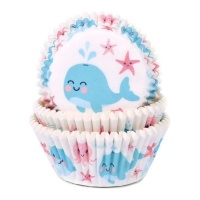 Capsules pour cupcakes avec de mignons animaux marins - Maison de Marie - 50 unités