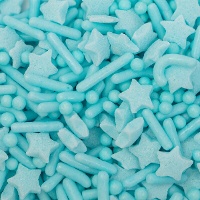 Mélange de décorations en sucre bleu clair (étoiles, bâtonnets et perles) - 76 g - PME