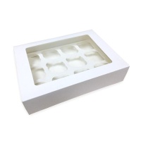 Boîte pour 12 petits gâteaux blancs 33 x 24,5 x 7,5 cm - Pastkolor