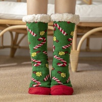 Chaussettes de Noël vertes avec doublure en mouton - 1 paire