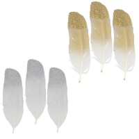 Plumes décoratives avec paillettes - 6 pcs.