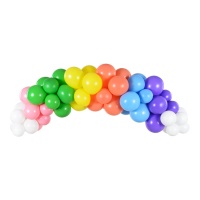 Couronne de ballons arc-en-ciel 2m - PartyDeco - 61 unités