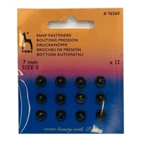 Boutons-pression noirs de 0,7 cm - Pony - 12 paires