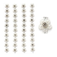 14,5 cm fleurs blanches perles autocollantes - 4 pcs.