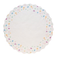 Napperons en papier 30 cm avec motifs fleurs et oeufs - 10 unités