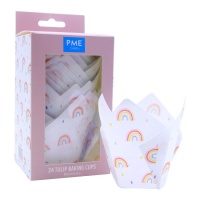 Capsules de tulipes en papier pour muffins arc-en-ciel - PME - 24 pcs.