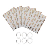 Sacs en papier blanc avec pommes de pin avec autocollants - 6 pcs.