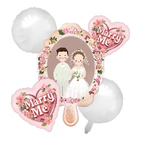 Bouquet de ballons de mariage « Marry Me » - 5 pièces