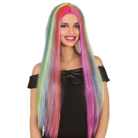 Perruque multicolore à cheveux longs