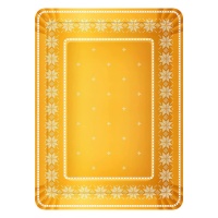 Plateau de Noël rectangulaire en carton avec broderie dorée 25 x 34 cm - 1 pce.