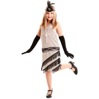 Costume Charleston 20's avec plume noire pour filles