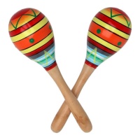 Maracas colorées de 20 cm - 2 pièces