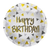 Ballon Happy Birthday avec triangles 45 cm - Folat