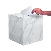 30,4 x 30,4 x 30,4 cm Boîte à souhaits effet marbre blanc