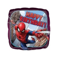 Ballon carré 43 cm Happy Birthday Spiderman - Anagramme