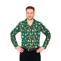 Chemise de Noël verte avec le Père Noël