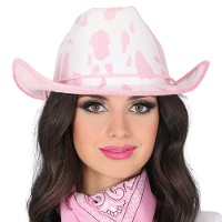 Chapeau de cowgirl rose et blanc