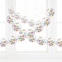 Guirlande de ballons avec confettis multicolores - Unique - 15 pcs.