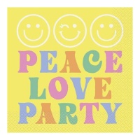 Serviettes de table Peace Love Party Hippie 16,5 x 16,5 cm - 16 pcs.