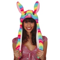 Bonnet lapin multicolore avec mouvement