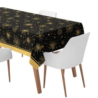 Nappe de Noël noire avec paillettes d'or 1,4 x 2,2 m - 1 pièce