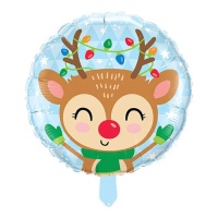Ballon rond de renne avec gants de Noël 45 cm - Party love