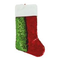 Chaussettes à paillettes vertes et rouges