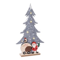 Figure de l'arbre de Noël gris avec le Père Noël et la lumière