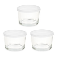 Tupper en verre rond de 200 ml - 3 unités