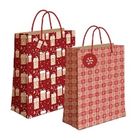 Sac cadeau de 14 x 11,5 x 6,7 cm en papier kraft avec motif hivernal - 1 unité