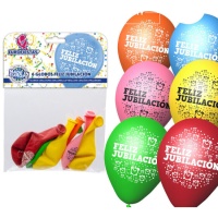 Ballons en latex biodégradables couleurs assorties Happy Retirement 23 cm - 6 unités