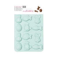 Moule à figurines de Pâques en silicone 20,4 x 14,4 x 1,5 - Scrapcooking - 12 cavités