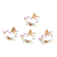 Pince à épiler en bois avec licorne 3,5 cm - 4 pcs.