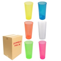 Gobelets en plastique coloré réutilisables de 300 ml en tubes de couleurs assorties - 420 pièces.