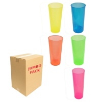 Gobelets en plastique coloré réutilisables de 300 ml en tubes de couleurs assorties - 420 pièces.