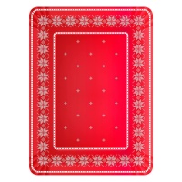 Plateau de Noël rectangulaire en carton avec broderie rouge 25 x 34 cm - 1 pce.