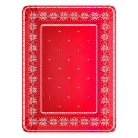 Plateau de Noël rectangulaire en carton avec broderie rouge 25 x 34 cm - 1 pce.