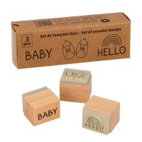 Timbres figurines baby shower 2 x 2,5 cm - 3 unités